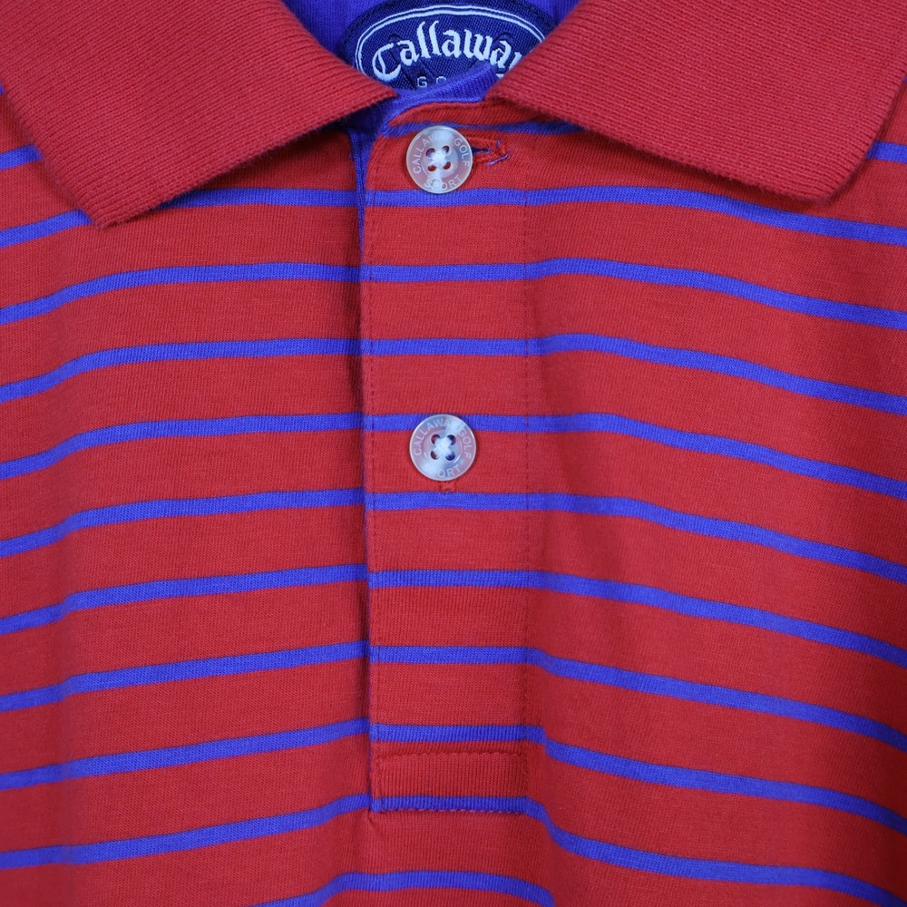 Callaway Golf Sport Polo Shirt Large Striped Red Blue Cotton‎ - Picture 3 of 12